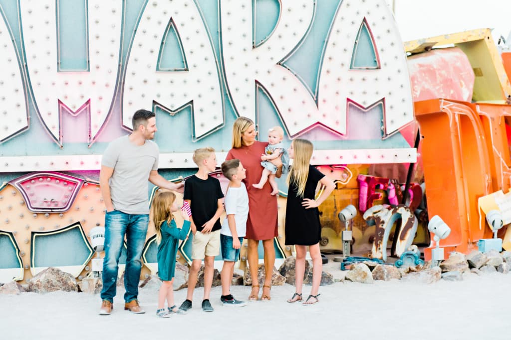 Family portrait at the Neon Museum, Las Vegas