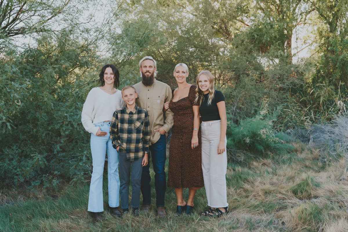 Family portrait in the Las Vegas mesquite at sunset