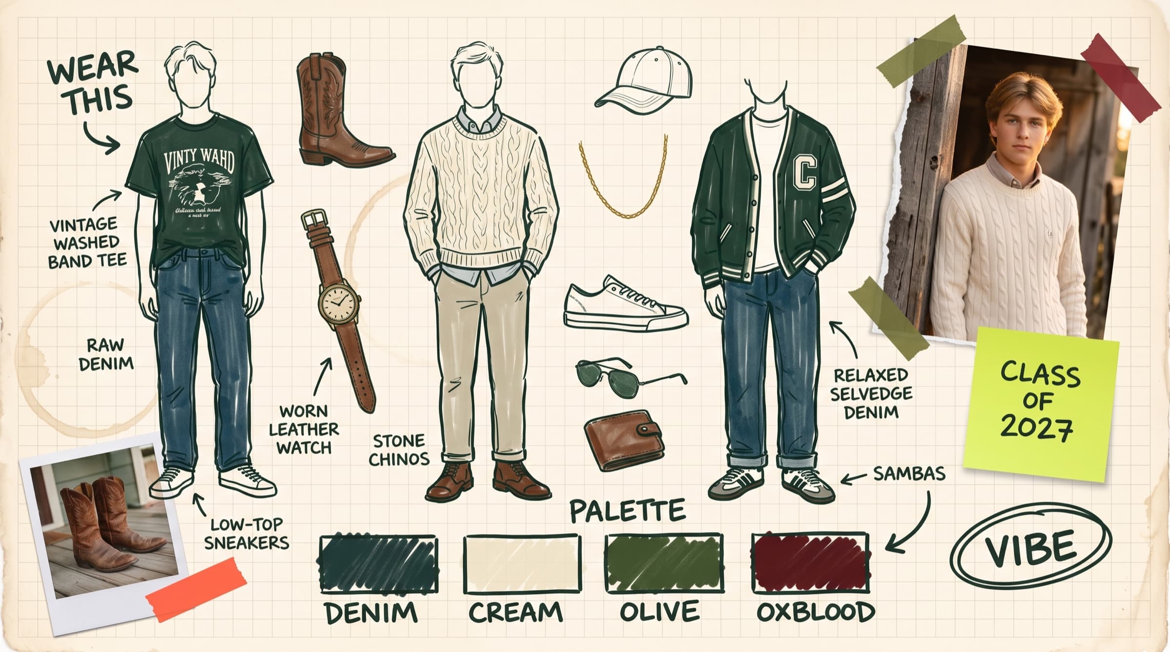 Senior boy style mood board