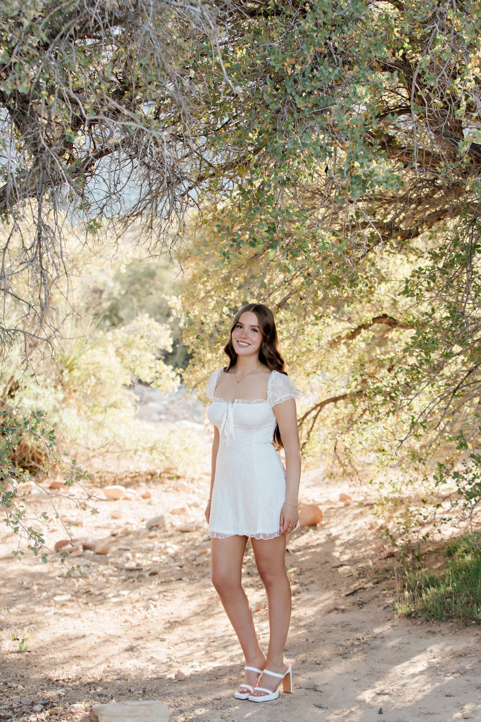 Senior girl boho portrait golden trees
