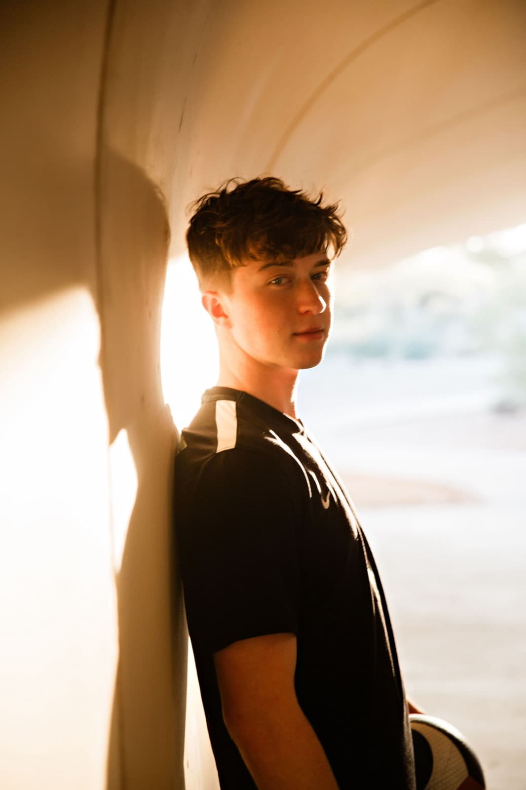 Senior boy backlit at Tunnels Las Vegas