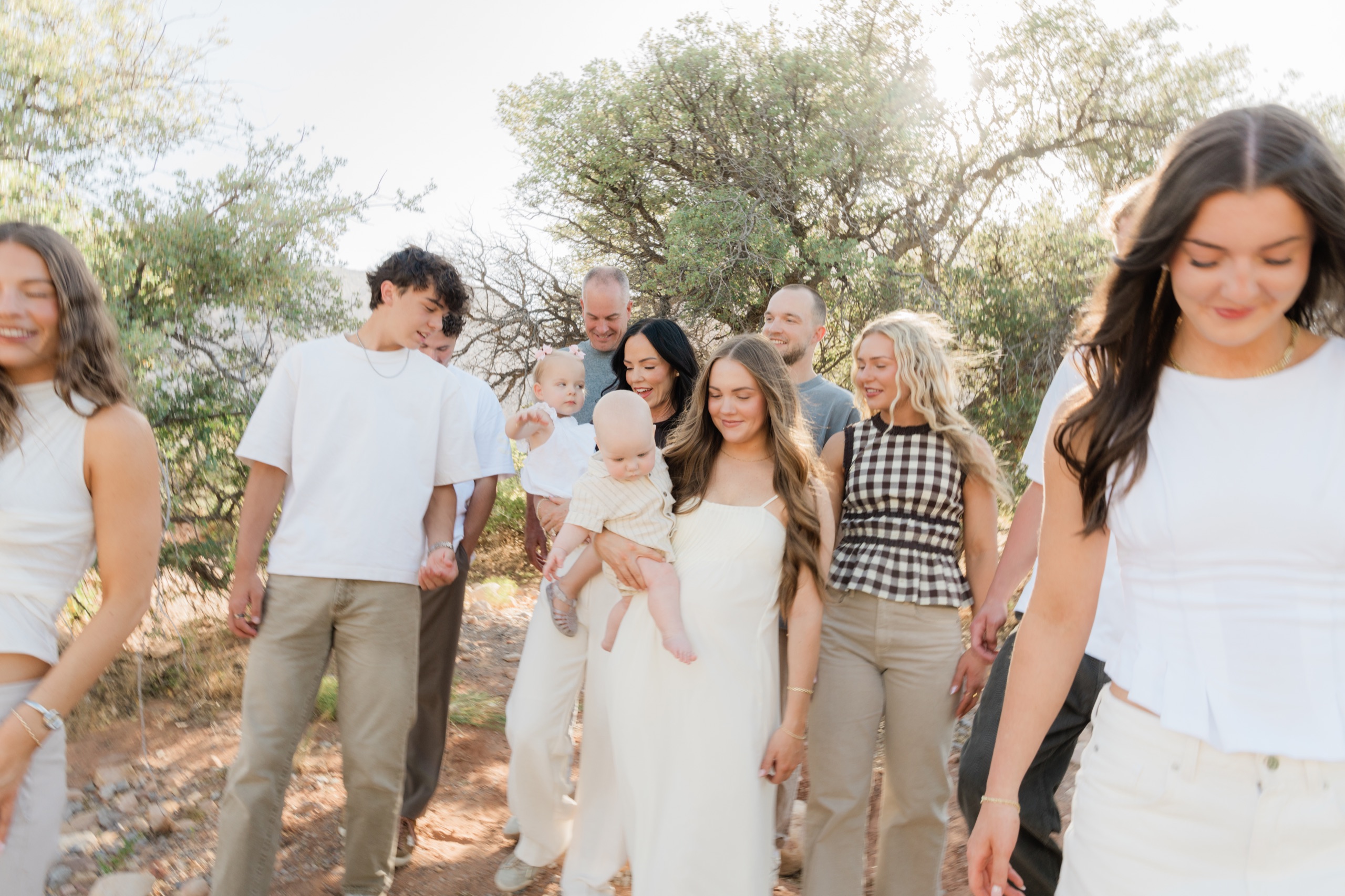 The family walking together, candid